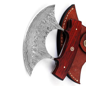 Couteau à pizza industriel en acier Damas de haute qualité, personnalisable avec logo, antidérapant, manche en bois, support OEM - Product Image 4