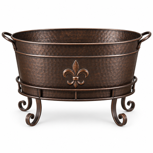 Luxury <b>Gold</b> Vintage Modern Metal Beverage Tub <b>Ice</b> <b>Bucket</b> Wrought Iron Stand Handles Portable Wine Beer Party Wedding Hotel - Product Image 1