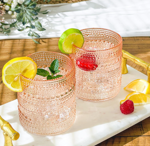 Verres à cocktail, à eau ou à jus rétro vintage en verre, cadeau <span class=keywords><strong>de</strong></span> luxe pour hôtesse ou <span class=keywords><strong>de</strong></span> déménagement, verre à vin gaufré - Product Image 3