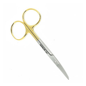 German Stainless Steel 4.5 Inch (11.43cm) Iris Surgical Scissors Straight and Curved with Gold Titanium Handle TC <b>Tungsten</b> - Product Image 6