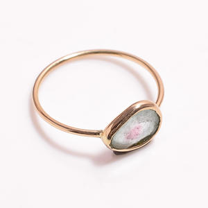 Women's Luxury Gold Plated <b>925</b> Sterling <b>Silver</b> Watermelon Tourmaline Gemstone <b>Ring</b> Bezel Setting Engagement Party Wedding - Product Image 2