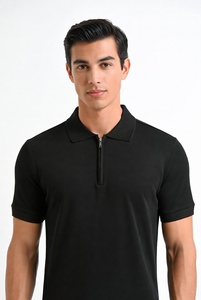 Factory Direct Sale Men's Zipper Polo Shirt Short Sleeve Customizable Logo High Grade Fabric Soft Touch Breathable Quick Dry - Product Image 4