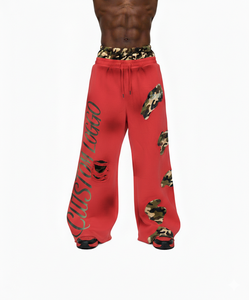 Pantalon de jogging ample en molleton double face camouflage pour homme, style streetwear personnalisé, coupe large, effet usé - Product Image 2