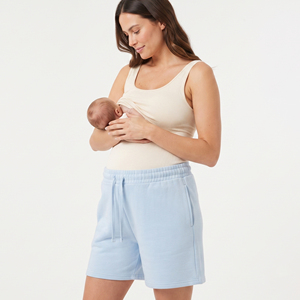 Shorts de maternité et d'allaitement en polaire pour femmes, taille haute à cordon de serrage - Product Image 4