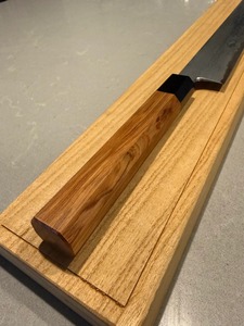 Couteau de chef artisanal en acier Damas avec manche en bois et étui en cuir, lame de 10-11,9 pouces, ambidextre, compatible lave-vaisselle - Product Image 5