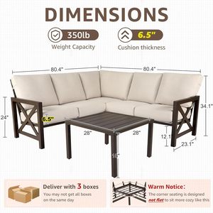 Ensemble de canapés de patio d'extérieur en gros, mobilier de conversation de jardin avec structure en aluminium et table à plateau en verre pour usage extérieur - Product Image 6