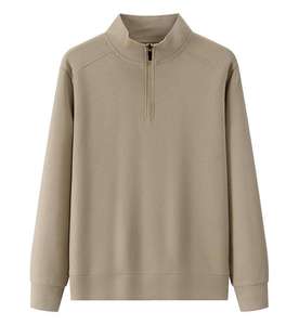 Sudadera al por mayor con cremallera de un cuarto, de algodón y forro polar, con estampado en relieve para marcas de moda masculina - Product Image 4