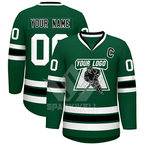 Camiseta de Hockey sobre Hielo Personalizada para Hombre, Negra con Rayas Blancas, Cuello en V, Sublimada, Absorbente de Humedad, Manga Larga, Ropa Deportiva para Adultos - Product Image 3