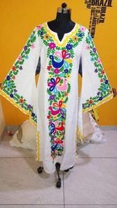 Boho Chic Maxi robe pour femmes luxe Placement broderie manches chauve-souris lâche coton moderne XL taille Style décontracté pour l'été - Product Image 2