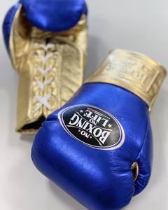ถุงมือชกมวยหนังวัวแท้แบบผูกเชือก รุ่น Professional No Boxing No Life  บุหนาเต็มนิ้ว ซับเหงื่อ รุ่น RL-BG-218 - Product Image 2