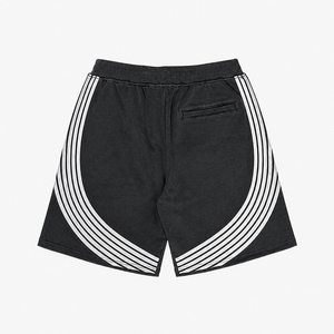 Shorts de sport athlétiques pour hommes à rayures incurvées, respirants, avec cordon de serrage, décontractés, pour l'entraînement, Bermuda, noir et blanc - Product Image 4