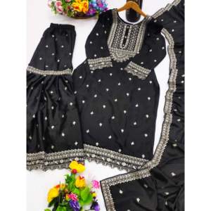Conjunto de traje de diseñador para mujer con Sharara bordada y Dupatta Secuencia de trabajo incluido - Product Image 6
