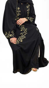 Best Luxurious Women Kaftan Abaya Dress Handmade Turkish Floor Length Long Sleeve Soft Breathable Polyester Floral Loose Fit - Product Image 2