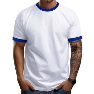 Camisetas Ringer 100% Algodón para Hombre, Diseño de Logotipo Personalizado en la Parte Delantera, Transpirables, de Secado Rápido, Manga Corta, Tallas Grandes, Color Blanco - Product Image 6