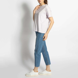 Camiseta de Manga Corta con Cuello Redondo y Logotipo Personalizado para Mujer, Camiseta Sólida para Verano, Camisetas de Marca - Product Image 3