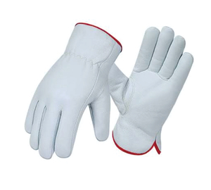 Heavy Duty White Grain Leather Safety Gloves EN420 Certified Elastic Wristlet Customizable Color Multi-Function - Product Image 5
