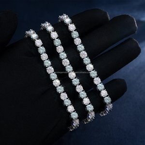 Venta al por mayor fina 925 Plata Iced out tenis cadena Hip Hop joyería con CZ Collar para hombres mujeres para compromiso fiesta aniversario - Product Image 2