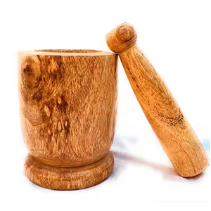 Mortier et pilon en bois naturel pour épices et herbes, broyeur manuel pour cuisine écologique - Product Image 3