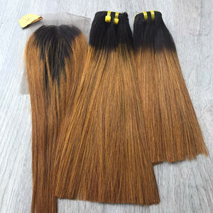 Precio de fábrica 100% Raw Virgin Vietnamita Trama humana Encaje Peluca Hueso Recto Ombre Color amarillo Super Doble Extensiones de cabello dibujado - Product Image 2