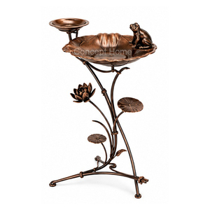 Baño para Pájaros de Lujo Iron Frog con Diseño de Loto, Cascada Independiente, Adorno de Jardín para Exteriores, Forma Irregular, Acabado con Recubrimiento en Polvo - Product Image 5