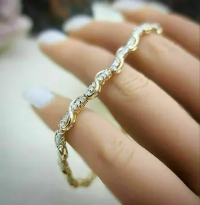 Pulsera de tenis vintage Infinity Twist con moissanita auténtica de corte brillante redondo, de plata de ley 925 chapada en oro, joyería de lujo para hombre - Product Image 6