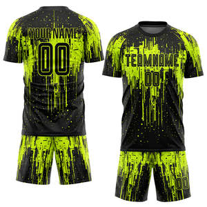 Maillot de football numérique néon vert lime avec graphique personnalisé par sublimation, kit de football fluorescent respirant, ensemble de match pour homme, vêtements de sport - Product Image 2