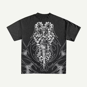 เสื้อเชิ้ตผู้ชายทรงหลวมสไตล์โกธิคพิมพ์ลายคลาสสิค Y2K แนวเรโทร แขนสั้น ลายการ์ตูน ผ้าป๊อปลิน ทรงโอเวอร์ไซส์ ใส่สบาย 100% ผ้าฝ้าย - Product Image 1