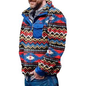 Chaqueta de lana con patrón Azteca para hombre 2025, Vintage Jersey de invierno de estilo occidental, forro borroso de Sherpa con bolsillos, forro polar para exteriores - Product Image 3