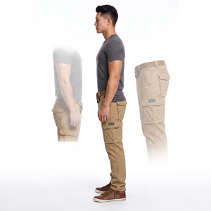 Pantalones Cargo Resistentes para Hombre, Color Caqui, Tejidos, con Cierre de Cremallera y Cordón Ajustable en el Bajo, Poliéster/Algodón - Product Image 3