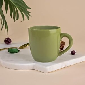 Elegant 350ml Olive Green Ceramic Espresso <b>Cups</b> Set of 2 with Gold Handle Durable <b>Tea</b> <b>Cup</b> for Cappuccino 200ml Capacity - Product Image 3