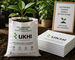 ถุงเพาะชำย่อยสลายได้ทางชีวภาพ UKHI ผลิตจาก PBAT PLA แป้งข้าวโพด เป็นมิตรต่อสิ่งแวดล้อม หนา 55 ไมครอน สำหรับการปลูกต้นไม้และการทำสวน - Product Image 1