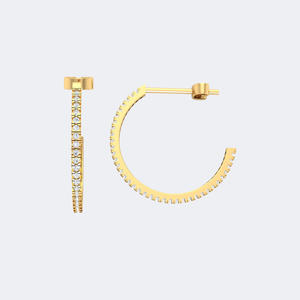 ต่างหูเพชรทรงกลม 0.20 กะรัต แบบห่วงเปิด ประดับเพชรแบบฝังเต็มตัว ตัวเรือนทองคำแท้ รูปทรงตัว C ขนาดเล็ก เรียบหรู ดูดี เป็นของขวัญสำหรับผู้หญิง - Product Image 6