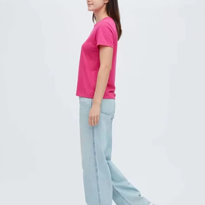 Camiseta de algodón ajustada para mujer, manga corta, informal, de verano, lisa, básica, top de moda para damas - Product Image 3