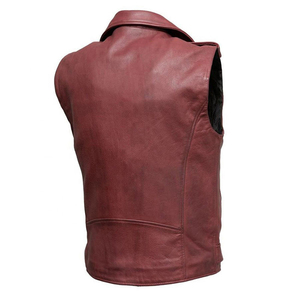 Nouveau Gilet Moto en Cuir PU pour Homme, Couleur Unie, Col Rabattu, Fermeture Éclair, Ceinture Ajustable, Vêtement d'Extérieur Automne, Faible MOQ - Product Image 2