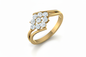 แหวนเพชรลายดอกไม้ทอง 14K สไตล์โมเดิร์น – ดีไซน์รูปทรงไม่สมมาตร |   เครื่องประดับสุดหรูสำหรับผู้หญิง |   เพชรทรงกลมเจียระไนบริลเลียนท์ 0.50 กะรัต - Product Image 3