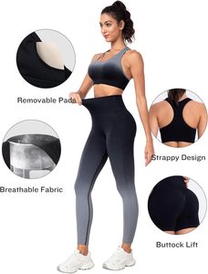 Créez votre propre ensemble de yoga pour femmes, 4 pièces, sans manches, en spandex/nylon, vêtements de sport, taille élastique, logo sur le devant, respirant, séchage rapide - Product Image 5