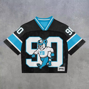 Custom Men's Box Cut Boxy Tee Oversize Polyester Football Basketball Soccer Baseball <b>Mesh</b> Jersey TShirt Crop <b>Top</b> T-shirt for Men - Product Image 2
