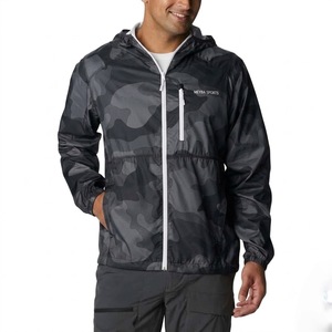 Trendy Design Mens <b>Camo</b> Print Hooded Windbreaker <b>Jacket</b> Full Zip Lightweight <b>Waterproof</b> Outdoor Sports Running Coat - Product Image 4