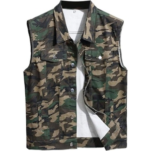 Men's Denim Sleeveless <b>Vest</b> Stand Collar Casual Plus Size Outerwear Summer Woven 100% Cotton Windproof High Street - Product Image 1