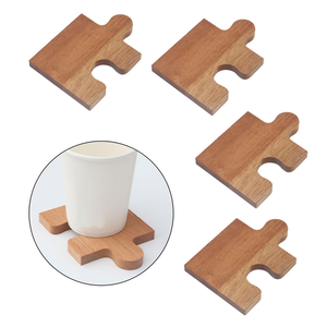 Most Selling Best Quality Solid Wood Puzzle <b>Coasters</b> <b>Set</b> 4-Piece with Engraved Base Holder Wood Mats & Pads At Good Price - Product Image 5