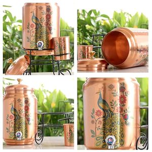 Distributeur d'eau en cuivre avec design paon et robinet pour usage domestique - Product Image 5