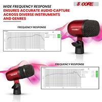 Kit de microphones professionnels 5 en 1 pour congas, caisse claire et toms, à condensateur cardioïde XLR, avec supports à pince et trépieds