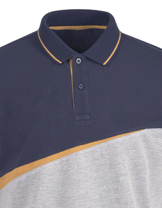Chemise de golf à manches courtes pour homme, bleu marine, tricotée, polyester/coton, couleur unie, respirante, coupe classique - Product Image 6