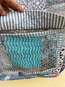 Sac à dos matelassé rayé pour filles, sac d'école en coton fait main, sac de voyage léger multi-poches, style bohème, 20 pouces - Product Image 4