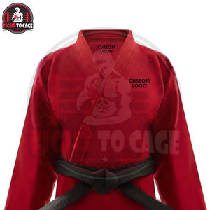 Custom Size Solid <b>Red</b> Color Judo <b>Suit</b> Breathable Stretch Lightweight 100% Cotton Martial Arts Wear Automated Cutting Factory - Product Image 5