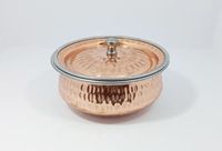 Ensemble de casseroles à biryani en cuivre pur martelé de qualité supérieure, résistantes à la chaleur, avec couvercle plat en cuivre, pour la restauration