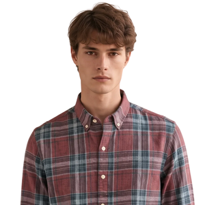 Chemise en flanelle à carreaux rouges et verts pour homme, manches longues, boutonnée, décontractée, en tissu brossé doux, style streetwear, vente en gros - Product Image 3