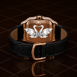 Custom Made Classic Fashion Men's Luxury Moissanite Rubber Analog Mechanical Movement Stainless Steel Case Full Stone Setting - Product Image 4
