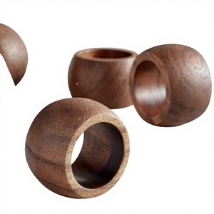 Anneaux de serviette en bois minimalistes et modernes, style classique et élégant pour les mariages, les événements et les fêtes quotidiennes - Décoration de table parfaite - Product Image 2