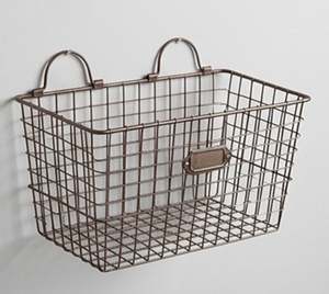 Premium Rustic Metal Wire <b>Storage</b> <b>Basket</b> <b>Rectangle</b> With Handles Multi-Purpose Neatening Organizer Stylish Home Accent - Product Image 1